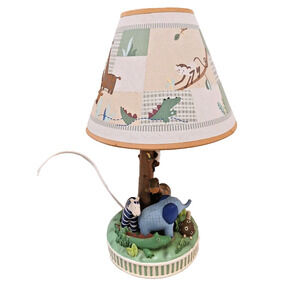 2004 Vintage Nursery Lamp Baby Jungle Animals Child Room w Shade Decor Works
